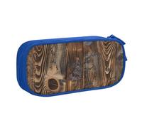 BNVSADC Brown Wood Printed Pencil Case Large Pen Bag Cute Pencil Box Pouch Office School Stationery Organizer for Girls Boys, Blue