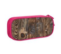 BNVSADC Brown Wood Printed Pencil Case Large Pen Bag Cute Pencil Box Pouch Office School Stationery Organizer for Girls Boys, Pink