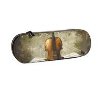 BNVSADC Butterfly and Cello Printed Leather Pencil Pen Case & Makeup Bag - Stylish Hard Shell Pencil Bag Stationery Organizer Pouch for School Office Travel