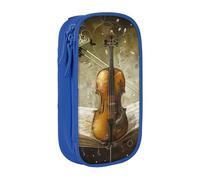 BNVSADC Butterfly and Cello Printed Pencil Case for Girls Boys, Large Capacity Pencil Pouch Cute Pencil Box Adult Makeup Bag with 2 Compartments, Blue