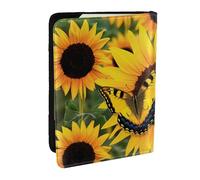 BNVSADC Butterfly Blooming Sunflower Plants Flowers Printed Passport Holder Travel PU Leather Passport Cover Case Organiser for Men Women, 6.5 inch