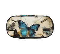BNVSADC Butterfly Clocks Printed Pencil Case Cute Pencil Bag Pen Pouch Large Stationery Organizer Makeup Bag for Teen Boys Girls School Students Office