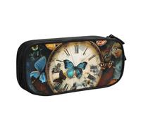 BNVSADC Butterfly Clocks Printed Pencil Case Large Pen Bag Cute Pencil Box Pouch Office School Stationery Organizer for Girls Boys, Black