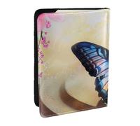 BNVSADC Butterfly Design Printed Passport Holder Travel PU Leather Passport Cover Case Organiser for Men Women, 6.5 inch