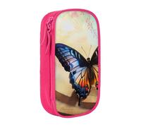 BNVSADC Butterfly Design Printed Pencil Case for Girls Boys, Large Capacity Pencil Pouch Cute Pencil Box Adult Makeup Bag with 2 Compartments, Pink