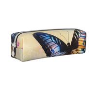 BNVSADC Butterfly Design Printed Pencil Case Leather Pencil Pouch Cute Stationery Pencil Pen Bag with Zipper for School Office Travel