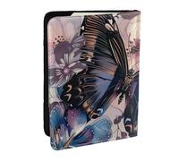 BNVSADC Butterfly Flower Printed Passport Holder Travel PU Leather Passport Cover Case Organiser for Men Women, 6.5 inch