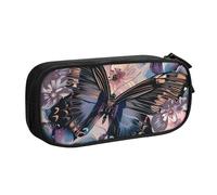 BNVSADC Butterfly Flower Printed Pencil Case Large Pen Bag Cute Pencil Box Pouch Office School Stationery Organizer for Girls Boys, Black