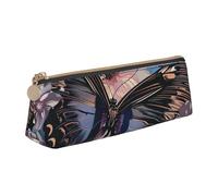 BNVSADC Butterfly Flower Printed Triangle Pencil Case Leather Pencil Pouch Cute Stationery Pencil Pen Bag for School Office Travel