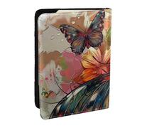 BNVSADC Butterfly Flowers Art Printed Passport Holder Travel PU Leather Passport Cover Case Organiser for Men Women, 6.5 inch
