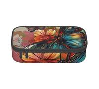 BNVSADC Butterfly Flowers Art Printed Pencil Case Cute Pencil Box Bag Pen Pouch Office School Stationery Organizer for School Travel Work