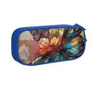 BNVSADC Butterfly Flowers Art Printed Pencil Case Large Pen Bag Cute Pencil Box Pouch Office School Stationery Organizer for Girls Boys, Blue