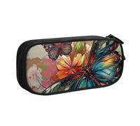 BNVSADC Butterfly Flowers Art Printed Pencil Case Large Pen Bag Cute Pencil Box Pouch Office School Stationery Organizer for Girls Boys, Black