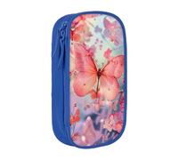 BNVSADC Butterfly Printed Pencil Case for Girls Boys, Large Capacity Pencil Pouch Cute Pencil Box Adult Makeup Bag with 2 Compartments, Blue