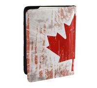BNVSADC Canada Flag Printed Passport Holder Travel PU Leather Passport Cover Case Organiser for Men Women, 6.5 inch