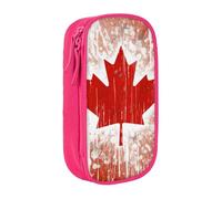 BNVSADC Canada Flag Printed Pencil Case for Girls Boys, Large Capacity Pencil Pouch Cute Pencil Box Adult Makeup Bag with 2 Compartments, Pink