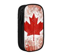 BNVSADC Canada Flag Printed Pencil Case for Girls Boys, Large Capacity Pencil Pouch Cute Pencil Box Adult Makeup Bag with 2 Compartments, Black