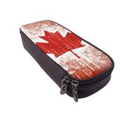 BNVSADC Canada Flag Printed PU Leather Flip Pencil Case, Cute Pencil Box Pen Bag Stationery Organizer Makeup Bag for School Office Travel