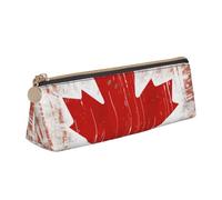BNVSADC Canada Flag Printed Triangle Pencil Case Leather Pencil Pouch Cute Stationery Pencil Pen Bag for School Office Travel