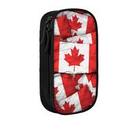 BNVSADC Canadian Flag Printed Pencil Case for Girls Boys, Large Capacity Pencil Pouch Cute Pencil Box Adult Makeup Bag with 2 Compartments, Black