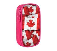 BNVSADC Canadian Flag Printed Pencil Case for Girls Boys, Large Capacity Pencil Pouch Cute Pencil Box Adult Makeup Bag with 2 Compartments, Pink