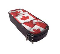 BNVSADC Canadian Flag Printed PU Leather Flip Pencil Case, Cute Pencil Box Pen Bag Stationery Organizer Makeup Bag for School Office Travel