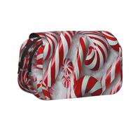 BNVSADC Candy Canes in Snow Printed Print Flip Top Double Layer Pencil Case - Large Capacity School Supplies Organizer for Students, Kids, Teens, Artists, Travel & Office Use