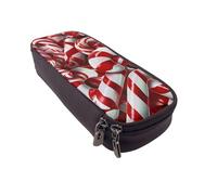 BNVSADC Candy Canes Printed PU Leather Flip Pencil Case, Cute Pencil Box Pen Bag Stationery Organizer Makeup Bag for School Office Travel