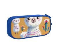 BNVSADC Cartoon Alpaca Cute Animal Printed Pencil Case Large Pen Bag Cute Pencil Box Pouch Office School Stationery Organizer for Girls Boys, Blue