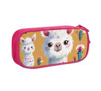 BNVSADC Cartoon Alpaca Cute Animal Printed Pencil Case Large Pen Bag Cute Pencil Box Pouch Office School Stationery Organizer for Girls Boys, Pink