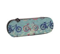 BNVSADC Cartoon Bikes Cycling Printed Leather Pencil Pen Case & Makeup Bag - Stylish Hard Shell Pencil Bag Stationery Organizer Pouch for School Office Travel