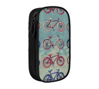 BNVSADC Cartoon Bikes Cycling Printed Pencil Case for Girls Boys, Large Capacity Pencil Pouch Cute Pencil Box Adult Makeup Bag with 2 Compartments, Black
