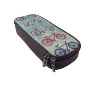 BNVSADC Cartoon Bikes Cycling Printed PU Leather Flip Pencil Case, Cute Pencil Box Pen Bag Stationery Organizer Makeup Bag for School Office Travel
