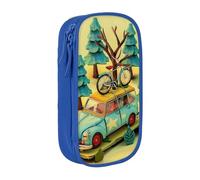 BNVSADC Cartoon car Outdoor Printed Pencil Case for Girls Boys, Large Capacity Pencil Pouch Cute Pencil Box Adult Makeup Bag with 2 Compartments, Blue