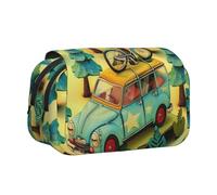 BNVSADC Cartoon car Outdoor Printed Print Flip Top Double Layer Pencil Case - Large Capacity School Supplies Organizer for Students, Kids, Teens, Artists, Travel & Office Use