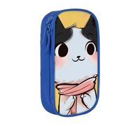 BNVSADC Cartoon cat Art Printed Pencil Case for Girls Boys, Large Capacity Pencil Pouch Cute Pencil Box Adult Makeup Bag with 2 Compartments, Blue