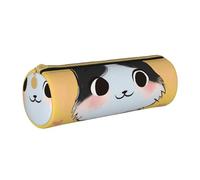 BNVSADC Cartoon cat Art Printed Round Pencil Case Leather Pencil Pouch Cute Stationery Pencil Pen Bag for School Office Travel