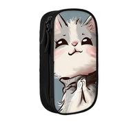 BNVSADC Cartoon cat Print Printed Pencil Case for Girls Boys, Large Capacity Pencil Pouch Cute Pencil Box Adult Makeup Bag with 2 Compartments, Black
