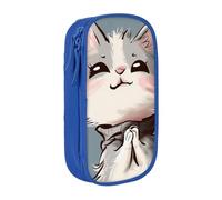 BNVSADC Cartoon cat Print Printed Pencil Case for Girls Boys, Large Capacity Pencil Pouch Cute Pencil Box Adult Makeup Bag with 2 Compartments, Blue