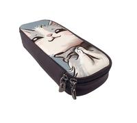 BNVSADC Cartoon cat Print Printed PU Leather Flip Pencil Case, Cute Pencil Box Pen Bag Stationery Organizer Makeup Bag for School Office Travel