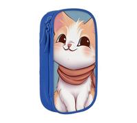 BNVSADC Cartoon cat Printed Pencil Case for Girls Boys, Large Capacity Pencil Pouch Cute Pencil Box Adult Makeup Bag with 2 Compartments, Blue