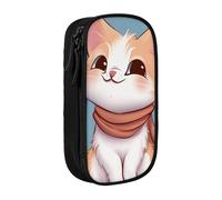 BNVSADC Cartoon cat Printed Pencil Case for Girls Boys, Large Capacity Pencil Pouch Cute Pencil Box Adult Makeup Bag with 2 Compartments, Black