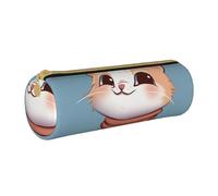 BNVSADC Cartoon cat Printed Round Pencil Case Leather Pencil Pouch Cute Stationery Pencil Pen Bag for School Office Travel
