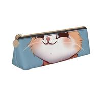BNVSADC Cartoon cat Printed Triangle Pencil Case Leather Pencil Pouch Cute Stationery Pencil Pen Bag for School Office Travel