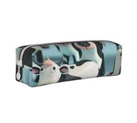 BNVSADC Cartoon Cow Printed Pencil Case Leather Pencil Pouch Cute Stationery Pencil Pen Bag with Zipper for School Office Travel
