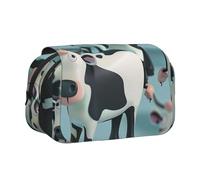 BNVSADC Cartoon Cow Printed Print Flip Top Double Layer Pencil Case - Large Capacity School Supplies Organizer for Students, Kids, Teens, Artists, Travel & Office Use