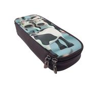 BNVSADC Cartoon Cow Printed PU Leather Flip Pencil Case, Cute Pencil Box Pen Bag Stationery Organizer Makeup Bag for School Office Travel