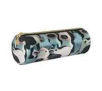 BNVSADC Cartoon Cow Printed Round Pencil Case Leather Pencil Pouch Cute Stationery Pencil Pen Bag for School Office Travel