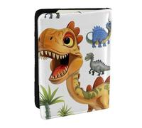 BNVSADC Cartoon Dinosaur Images Printed Passport Holder Travel PU Leather Passport Cover Case Organiser for Men Women, 6.5 inch