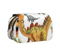 BNVSADC Cartoon Dinosaur Images Printed Print Flip Top Double Layer Pencil Case - Large Capacity School Supplies Organizer for Students, Kids, Teens, Artists, Travel & Office Use